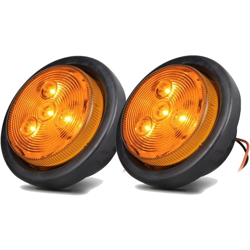 NEW SUN Twins 2.5" Round LED Trailer Marker Lights - LED Trailer Side Marker Light, Amber Clearance Lights For Truck, Rv, 4 Diodes 12V Waterproof, Super Bright - Image 1